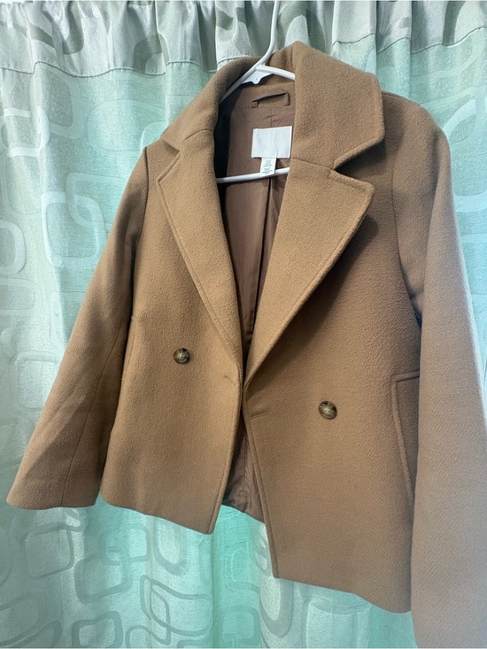 H&M Jackets & Blazers - H&M Women's Double-Breasted Pea Coat - Camel Brown
